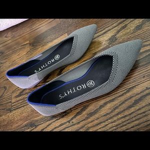 Rothy’s The Point in Cloud Grey Birdseye Slip On Flats Size 6